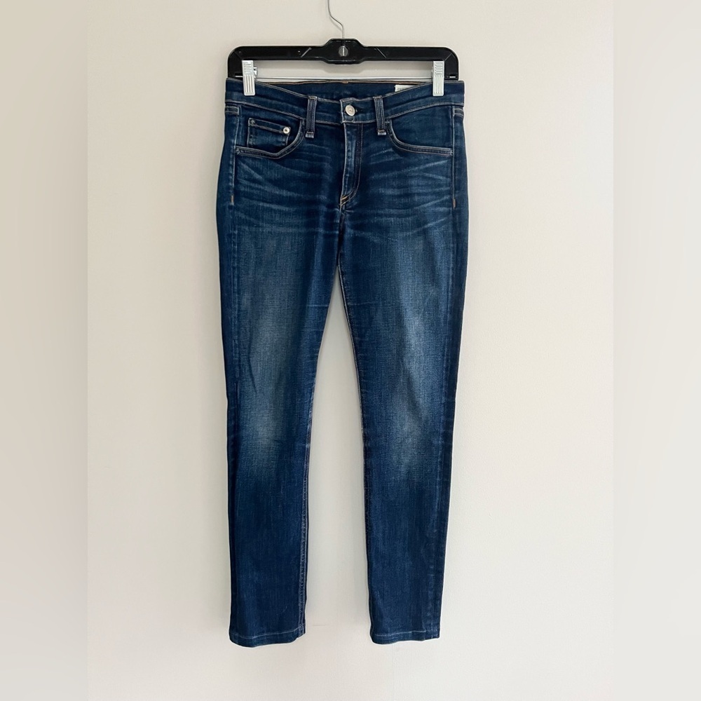 Rag & Bone Skinny Jeans in Kensington Dark Indigo Blue Wash, 28